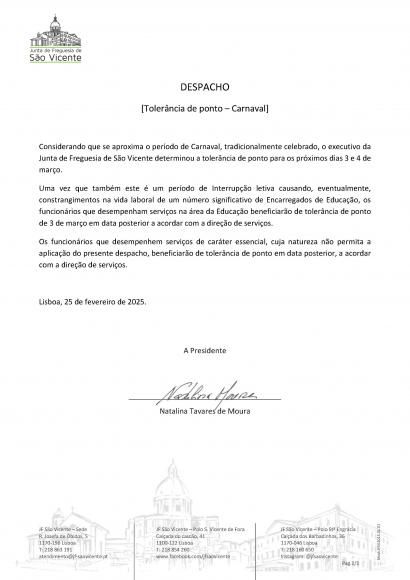 Tolerância de Ponto - Carnaval