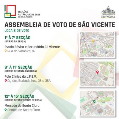 Locais de voto na Freguesia de São Vicente - 