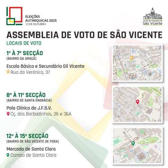 Locais de voto na Freguesia de São Vicente - 