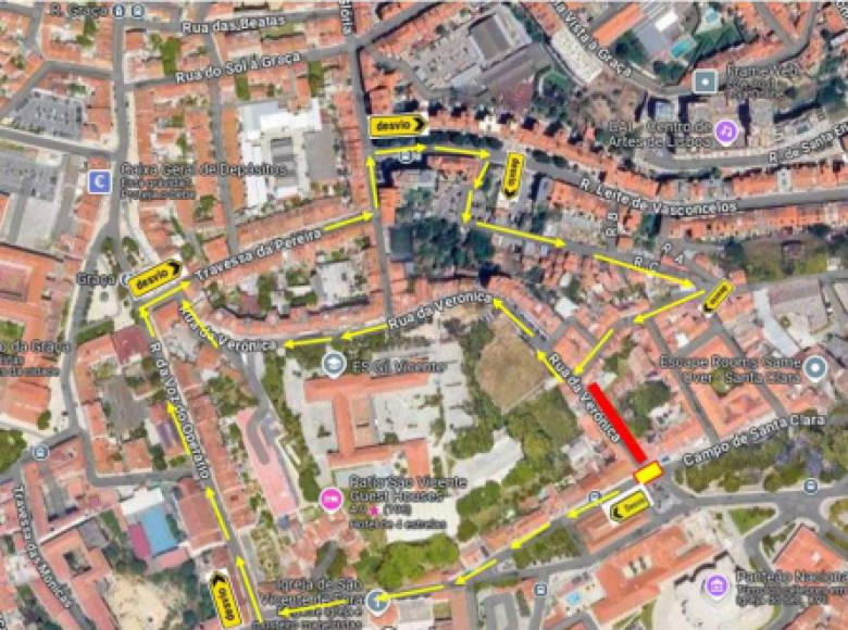 Aviso de Corte de Tr&acirc;nsito &ndash; Rua da Ver&oacute;nica